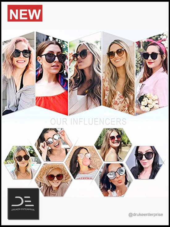 Round Retro Vintage Sunglasses with UV400 Protection, Large Frame, Plastic & main image 7